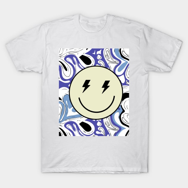 Pink Lightning Bolt Smiley Face stickers T-Shirt by Pop-clothes